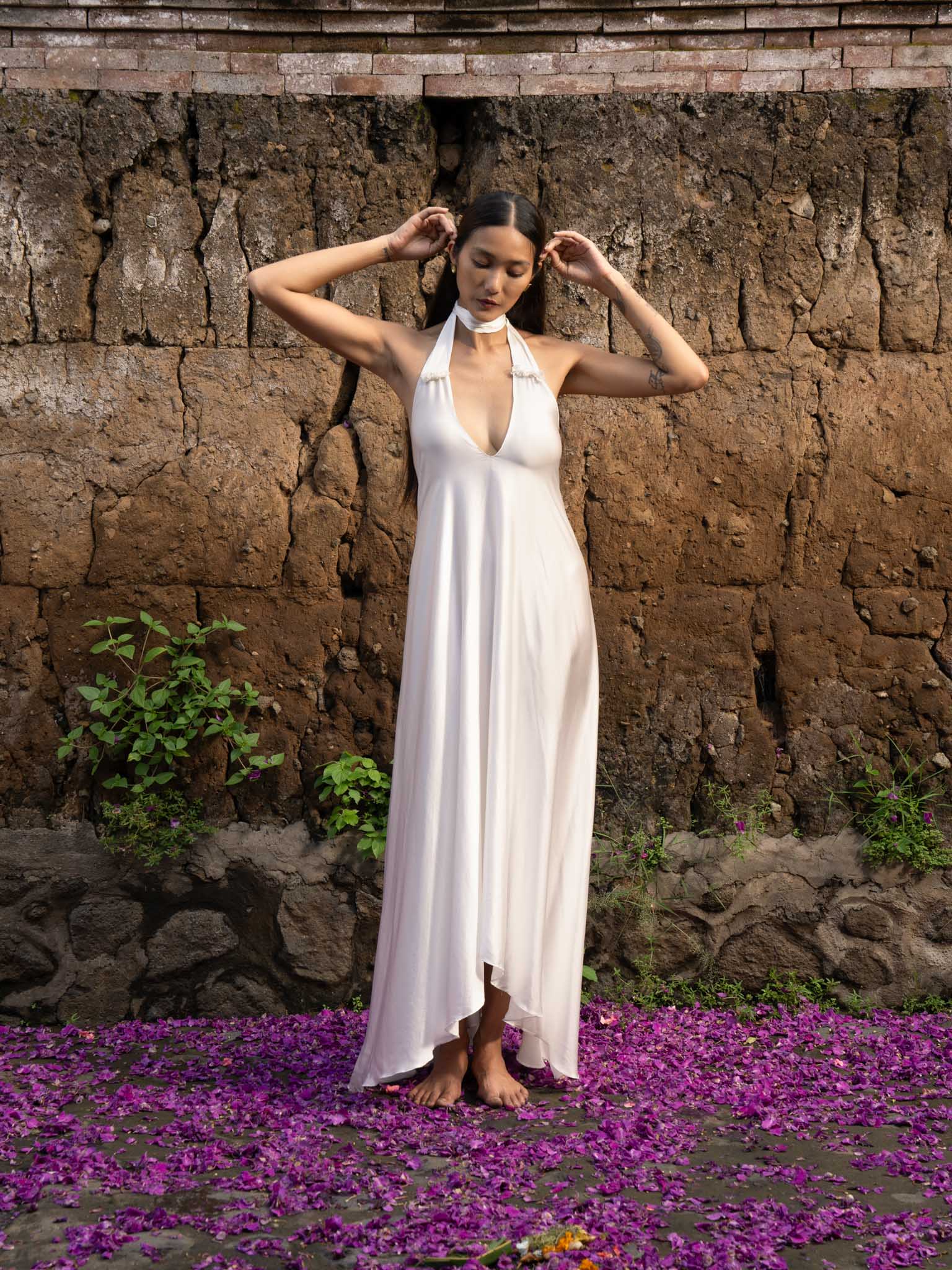 White Silk Long Dress Rimmba | Sustainable Clothing White Silk Long Dress Rimmba | Sustainable Clothing