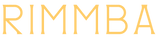 The word "RIMMBA" is displayed in large, gold, geometric, uppercase letters on a transparent background.