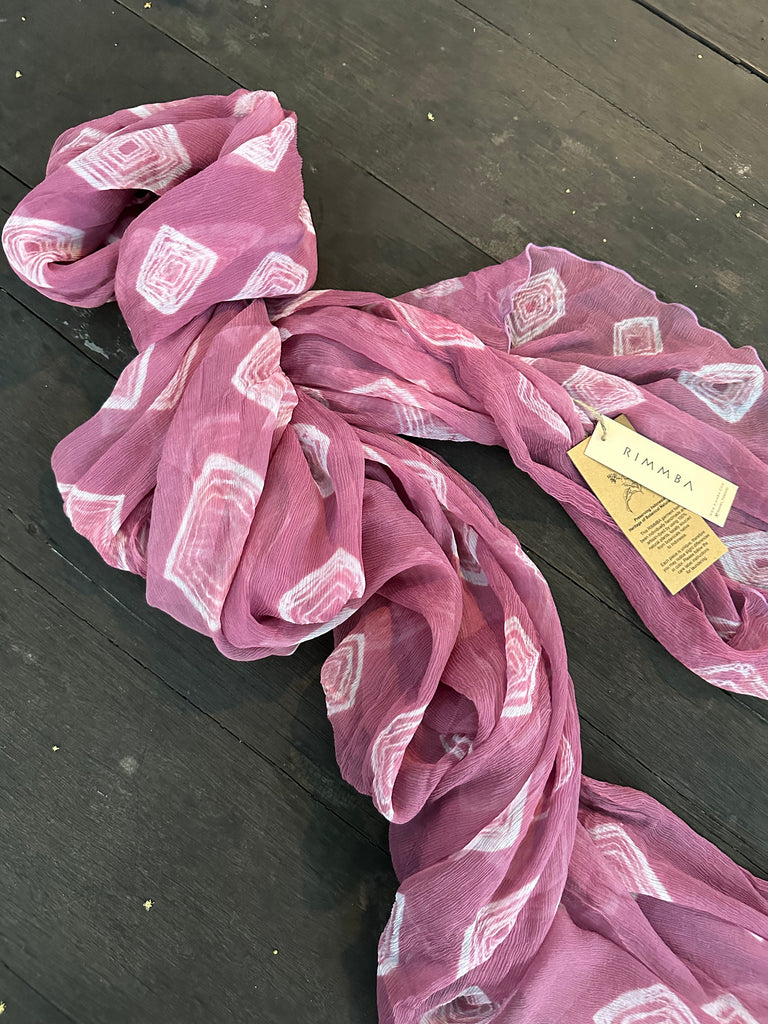 Pink Shibori silk chiffon scarf
