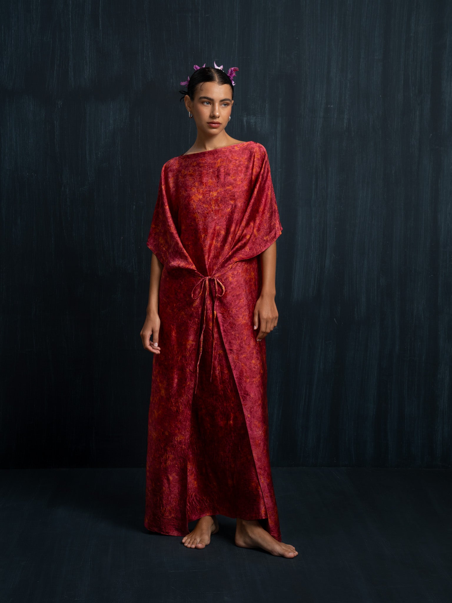 kaftan silk dress design Multicolor Pure Silk Kaftan Dress