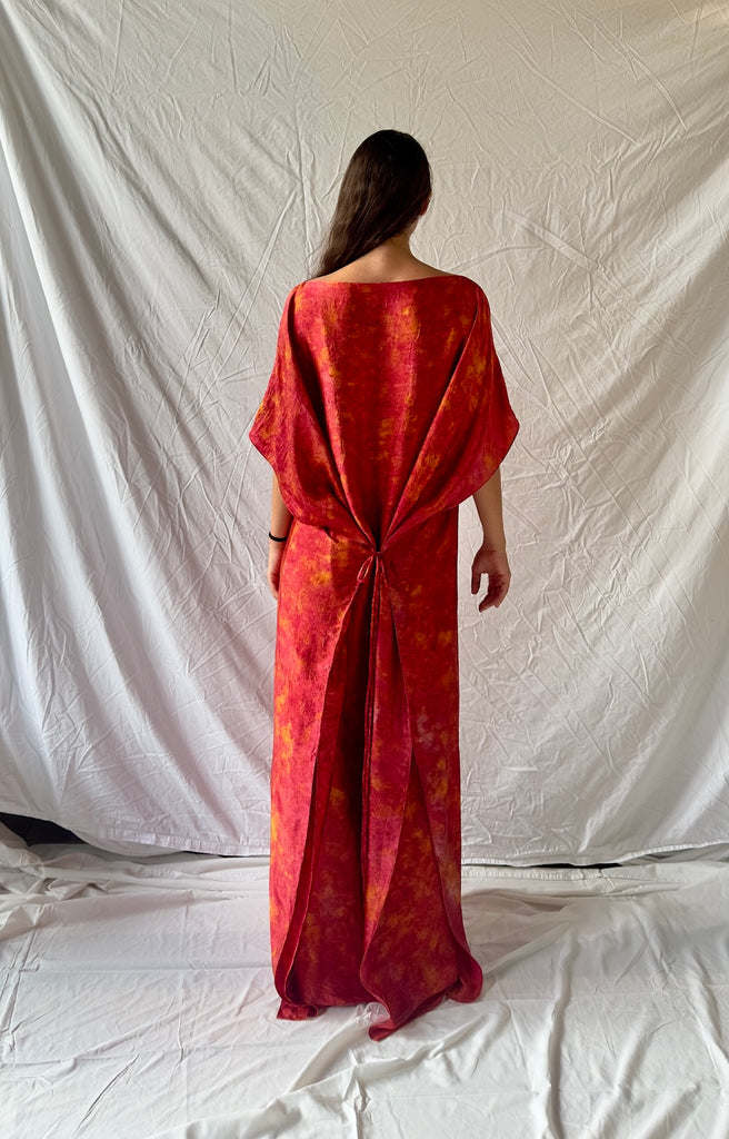 Bellas Red Silk Kaftan - EcoPrint