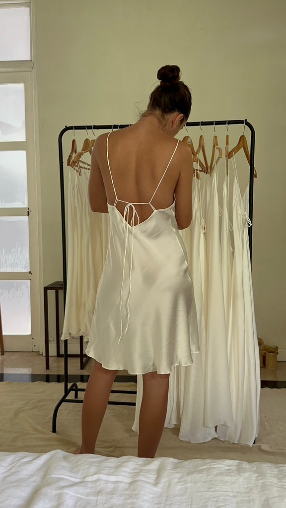 Lily White Silk Dress - Mini