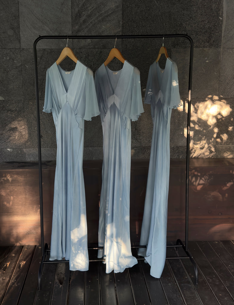 Olivia Vintage Silk Dress - Aquamarine
