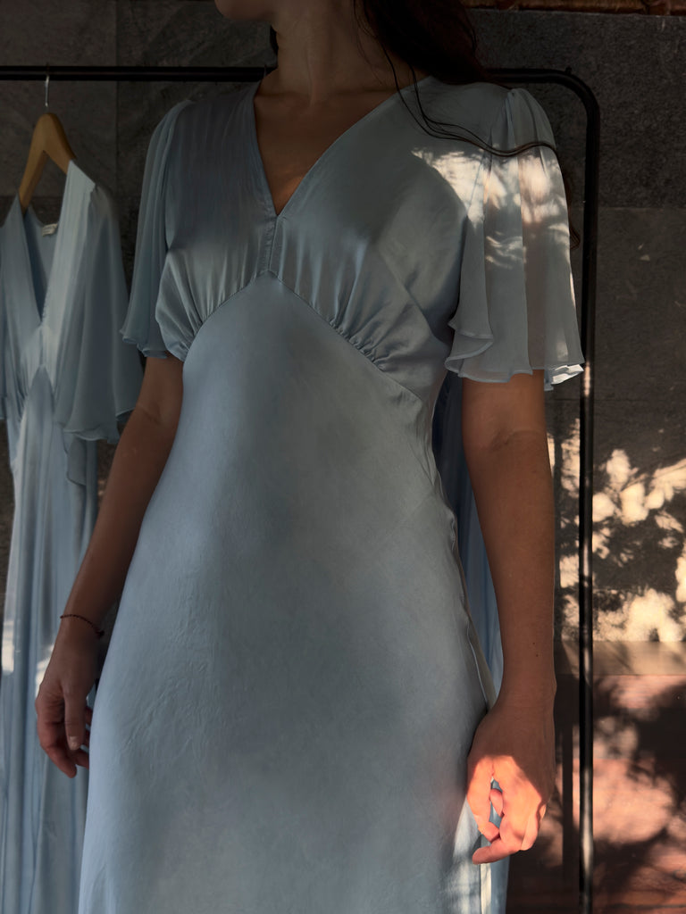 Olivia Vintage Silk Dress - Aquamarine