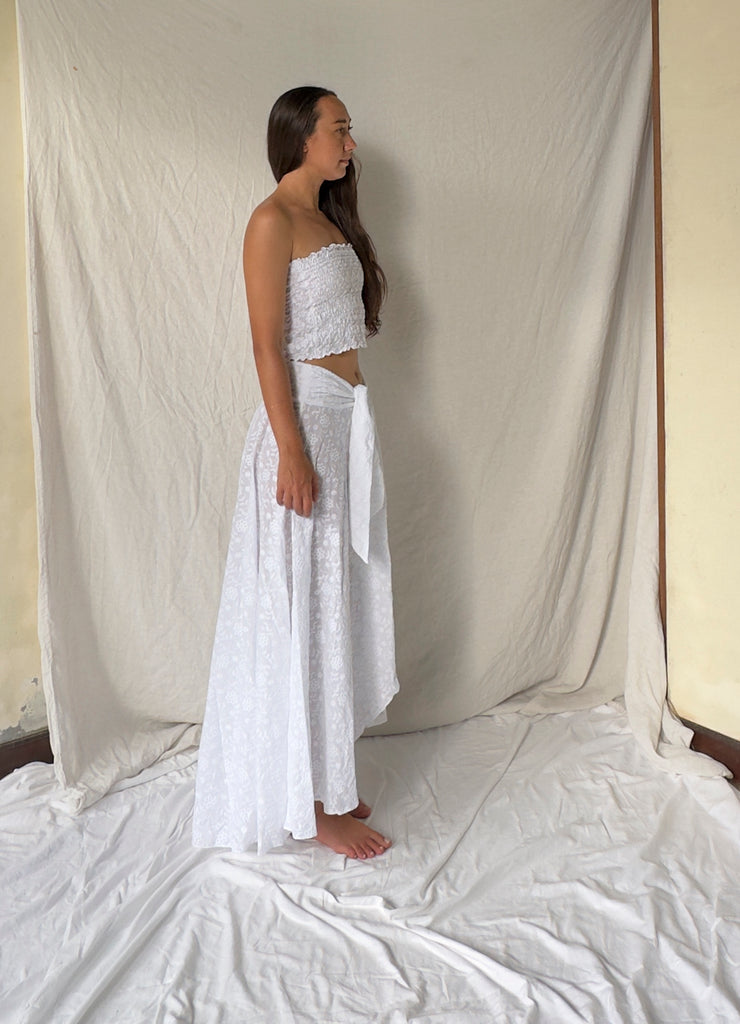 White Cotton Embroidered - Suzzi's Skirt