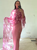 Pink Shibori silk chiffon scarf