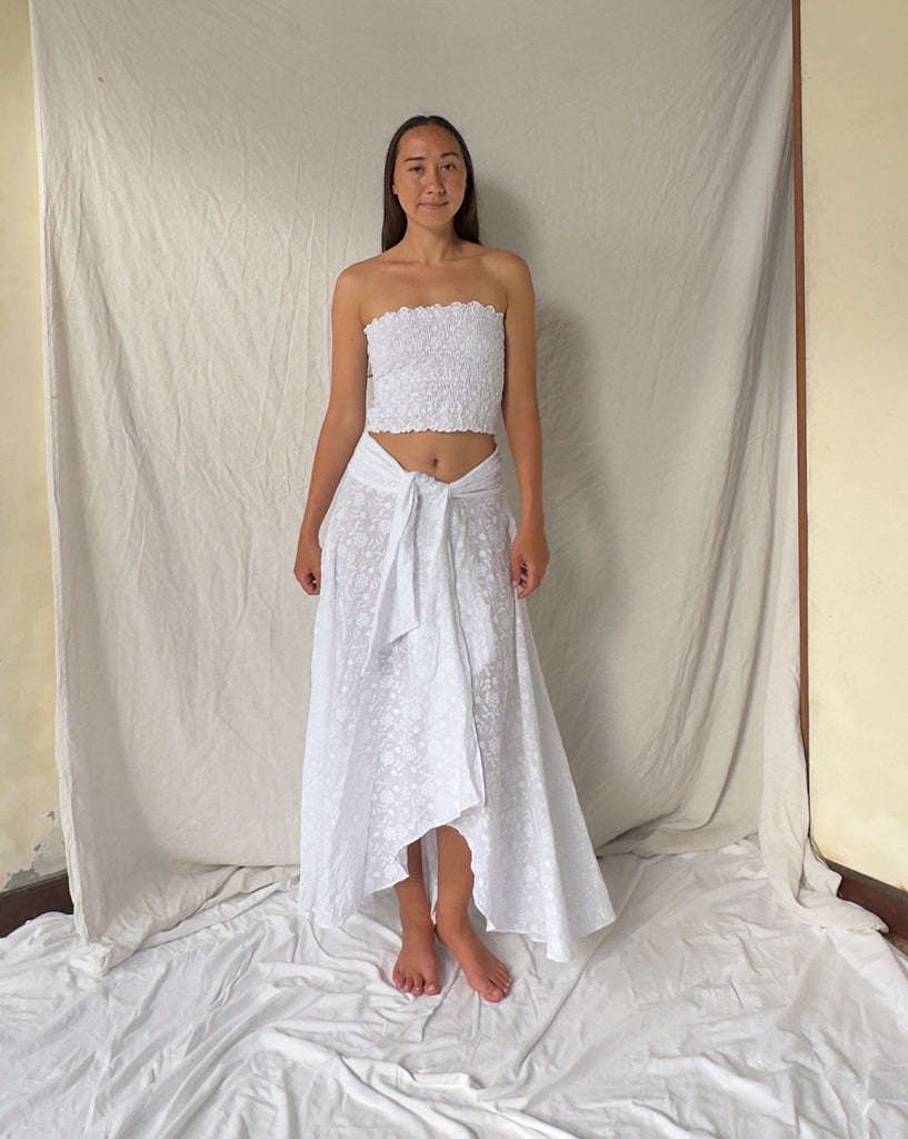 White Cotton Embroidered - Suzzi's Skirt