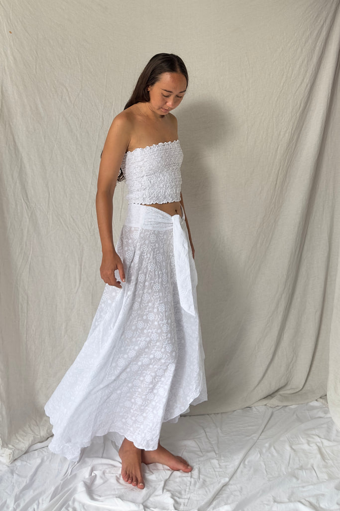 White Cotton Embroidered - Suzzi's Skirt