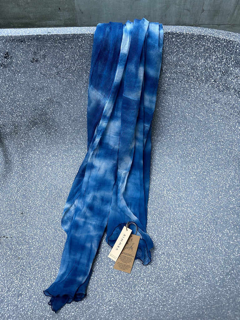 Ocean & Waves - Indigo silk scarf