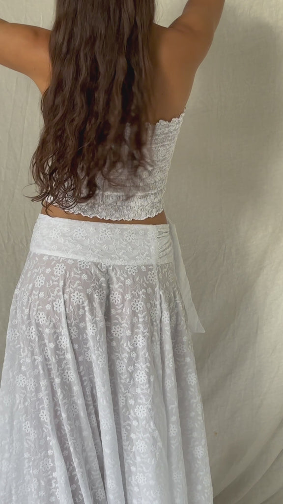 White Cotton Embroidered - Suzzi's Skirt