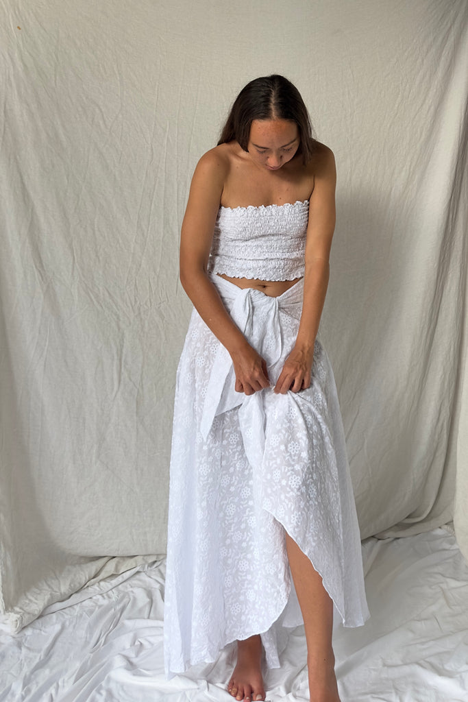 White Cotton Embroidered - Suzzi's Skirt