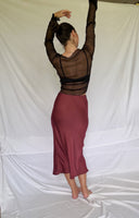 Meeko Maxi Silk Skirt - Burgundy