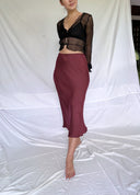 Meeko Maxi Silk Skirt - Burgundy