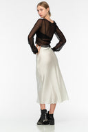 Meeko Maxi Silk Skirt - Silver