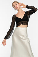 Meeko Maxi Silk Skirt - Silver