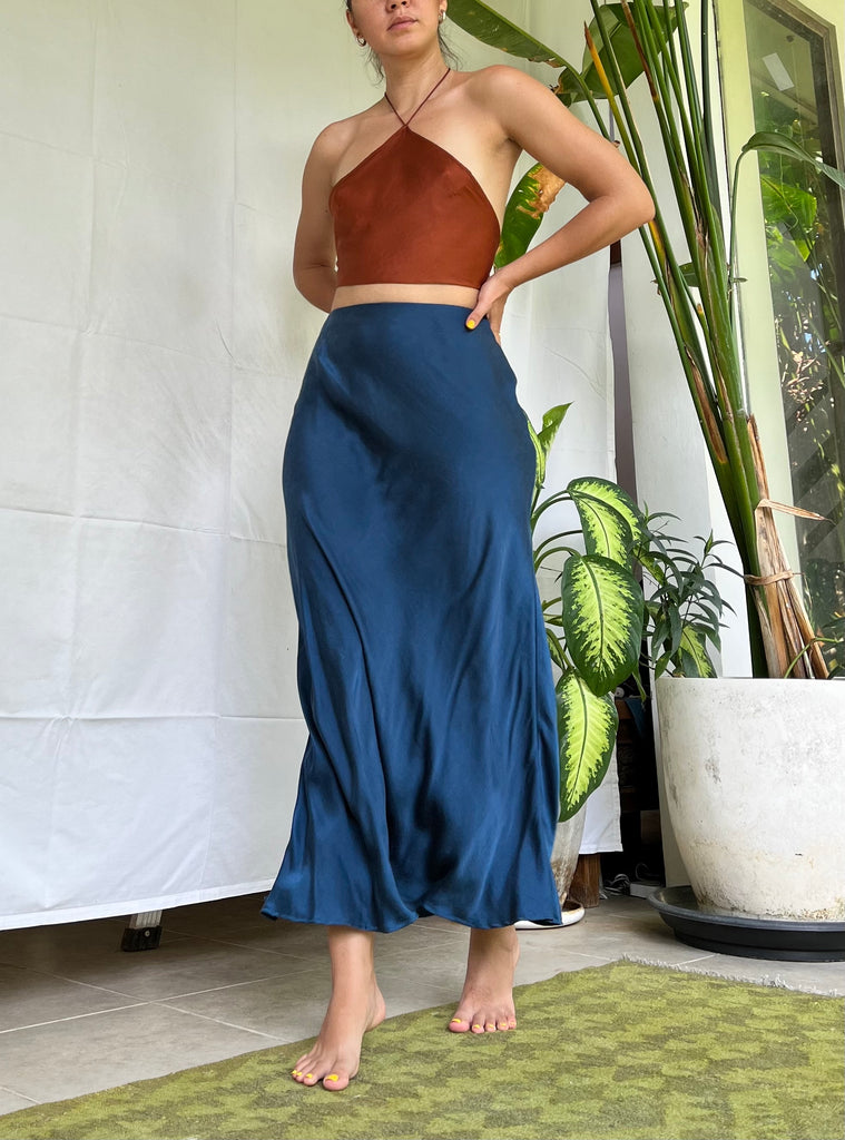Meeko - Indigo Maxi Silk Skirt